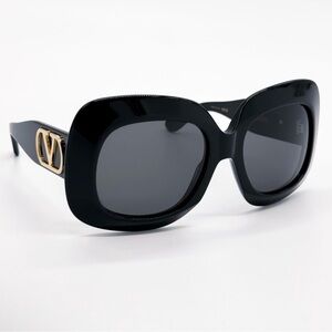 🔥🔥🔥VALENTINO VLS-180A OVERSIZED BLACK GOLD CAT 3 SUNGLASSES W/ CROSSBODY $650